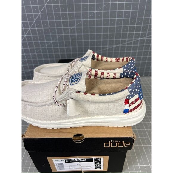 Hey Dude Wally Patriotic Slip-on Shoes Youth 6 L7 New - Picture 10 of 13